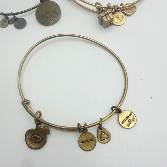 Alex and Ani Lot 4 Brass Charm Bangle Sets - Picture 5 of 8